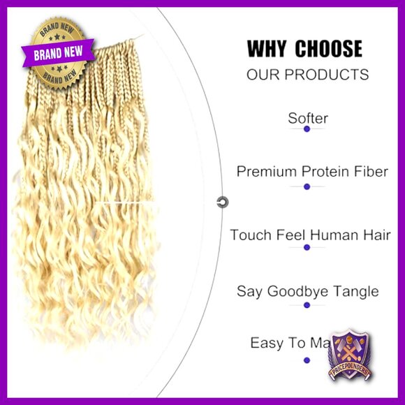 18 Inch Protein Fiber Crochet Box Braids Pre Looped Bohemian Style